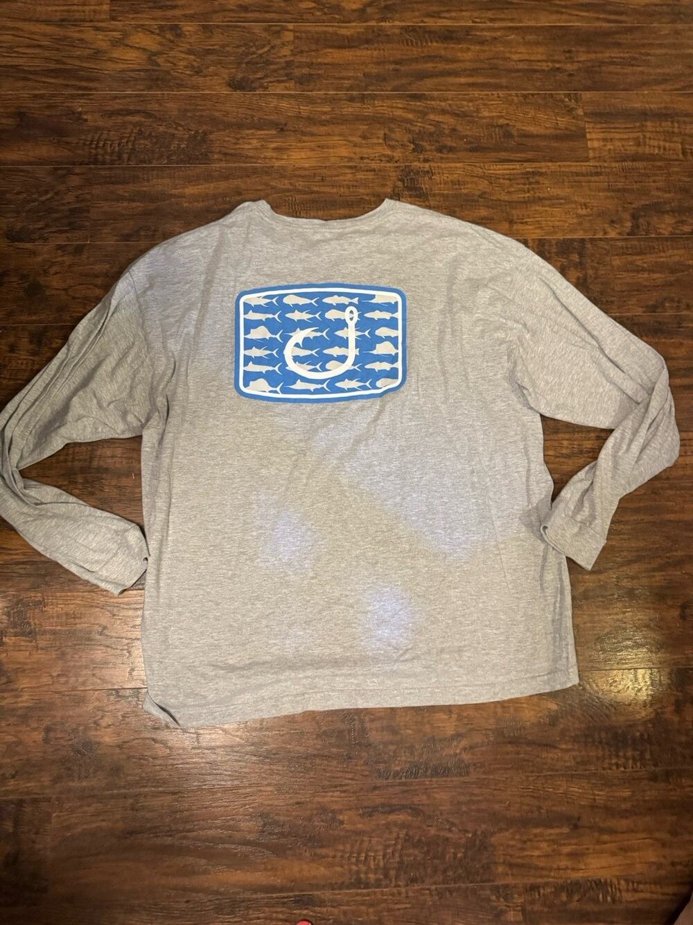 AVID GEAR Gray Long Sleeve Tshirt Fishing Shirt Men's Size XL